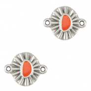 Bedels DQ metaal tussenstuk Antiek zilver-coral red (nikkelvrij)