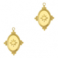 Roestvrij stalen (RVS) Stainless steel bedels ovaal ster Gold