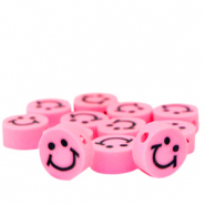 Polymeer kralen smiley Pink