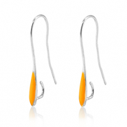 Onderdelen DQ metaal oorbellen / oorhangers Antiek zilver-neon orange (nikkelvrij)