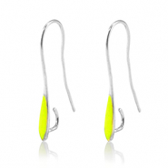 Onderdelen DQ metaal oorbellen / oorhangers Antiek zilver-neon yellow (nikkelvrij)