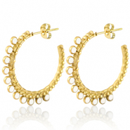 Roestvrij stalen (RVS) Stainless steel oorbellen creolen 30mm Gold-white