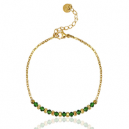 Roestvrij stalen (RVS) Stainless steel armbanden Emerald blue-gold