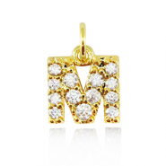 Brass TQ metaal bedels initial M Gold