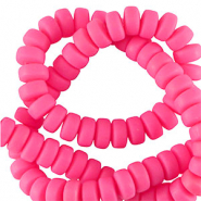 Polymeer kralen rondellen 7mm Bright pink