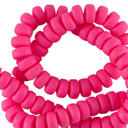 Polymeer kralen rondellen 7mm Neon pink