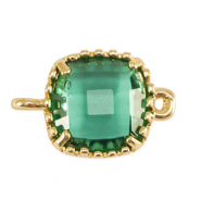 Tussenstukken van crystal glas vierkant Emerald green-gold