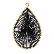 Gehaakte hanger met macramé draad druppel Gold-black