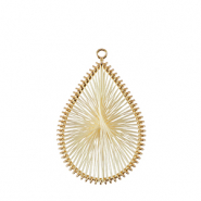 Gehaakte hanger met macramé draad druppel Gold-off white