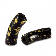 Acryl kralen tube shiny Black-gold
