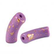 Acryl kralen tube shiny Purple-gold