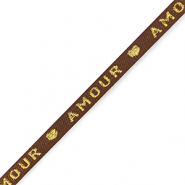 Lint met tekst "amour" Brown-gold