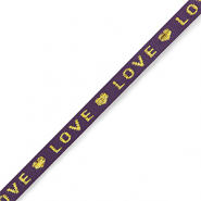 Lint met tekst "love" Purple-gold