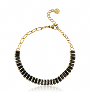 Roestvrij stalen (RVS) Stainless steel armbanden Goud-black