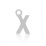 Roestvrij stalen (RVS) Stainless steel bedels initial X Silver