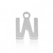 Roestvrij stalen (RVS) Stainless steel bedels initial W Silver
