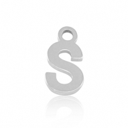 Roestvrij stalen (RVS) Stainless steel bedels initial S Silver