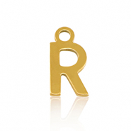 Roestvrij stalen (RVS) Stainless steel bedels initial R Gold