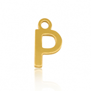Roestvrij stalen (RVS) Stainless steel bedels initial P Gold