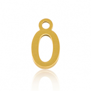 Roestvrij stalen (RVS) Stainless steel bedels initial O Gold