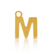 Roestvrij stalen (RVS) Stainless steel bedels initial M Gold