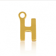 Roestvrij stalen (RVS) Stainless steel bedels initial H Gold