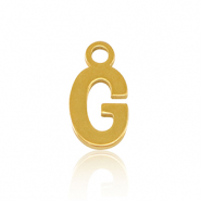 Roestvrij stalen (RVS) Stainless steel bedels initial G Gold