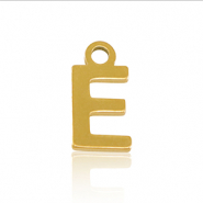 Roestvrij stalen (RVS) Stainless steel bedels initial E Gold