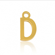 Roestvrij stalen (RVS) Stainless steel bedels initial D Gold