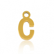 Roestvrij stalen (RVS) Stainless steel bedels initial C Gold