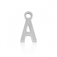 Roestvrij stalen (RVS) Stainless steel bedels initial A Silver