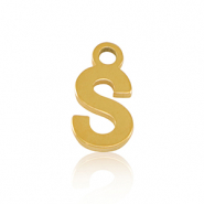 Roestvrij stalen (RVS) Stainless steel bedels initial S Gold
