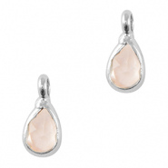 Hangers van crystal glas druppel Light pink-silver