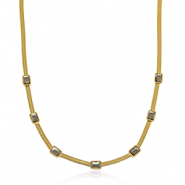 Roestvrij stalen (RVS) Stainless steel snake kettingen crystal Gold-black