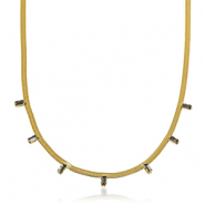 Roestvrij stalen (RVS) Stainless steel snake kettingen crystal Gold-black