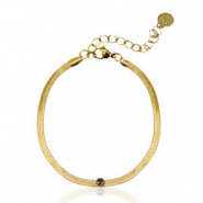 Roestvrij stalen (RVS) Stainless steel snake armbanden crystal Gold-black