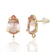 Oorbellen / oorstekers van Crystal Glass met oogje druppel Peach-gold