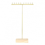 Sieraad display T-vorm met houten voet voor kettingen Natural-gold