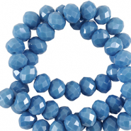 Top Facet kralen 6x4mm disc Seaport blue-pearl shine coating