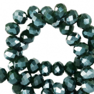 Top Facet kralen 3x2mm disc Forest green-pearl shine coating