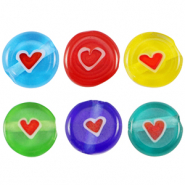 Millefiori kralen disc hart 8mm Multicolour