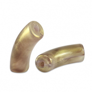 Acryl tube kralen shiny Golden taupe