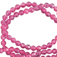 Natuursteen kralen facet geslepen 3mm Magenta pink-pearl shine coating