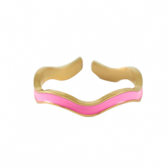 Roestvrij stalen (RVS) Stainless steel ringen Gold-neon pink