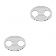 Bedels DQ metaal tussenstuk ovaal Antiek zilver (nikkelvrij)