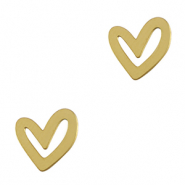 Roestvrij stalen (RVS) Stainless steel bedels hart Gold