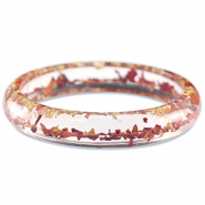 Trendy armbanden met gedroogde bloemetjes Burgundy red-gold