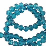 Top Facet kralen 3x2mm disc Teal blue