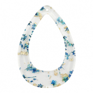 Resin hangers met gedroogde bloemetjes druppel Blue-gold