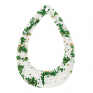 Resin hangers met gedroogde bloemetjes druppel Green-gold